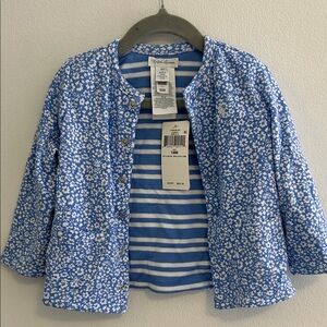 Ralph Lauren Blue and White Floral Baby Sweater